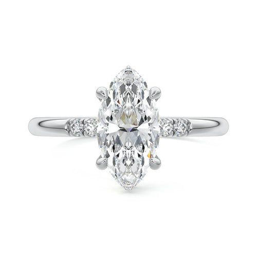 Elodie - Marquise White Gold Lab Grown Diamond Engagement Ring | Nura Lab
