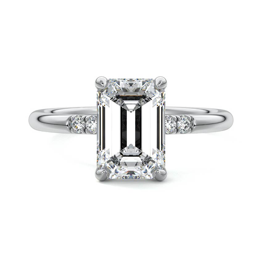 Elodie - Emerald Cut White Gold Lab Grown Diamond Engagement Ring | Nura Lab