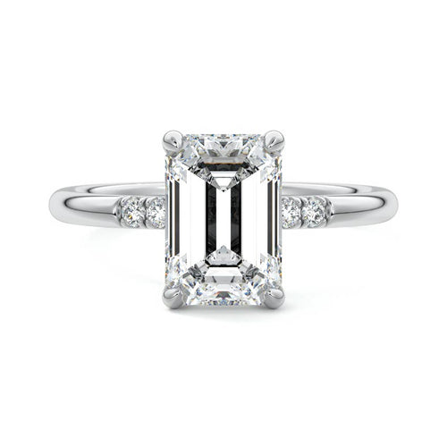 Elodie - Emerald Cut White Gold Lab Grown Diamond Engagement Ring | Nura Lab
