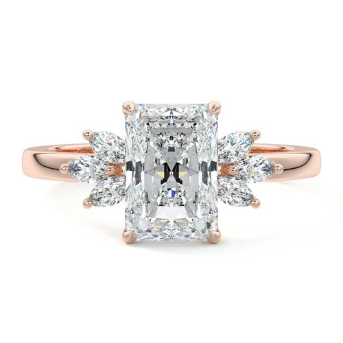 Emilia - Radiant Rose Gold Lab Grown Diamond Engagement Ring | Nura Lab