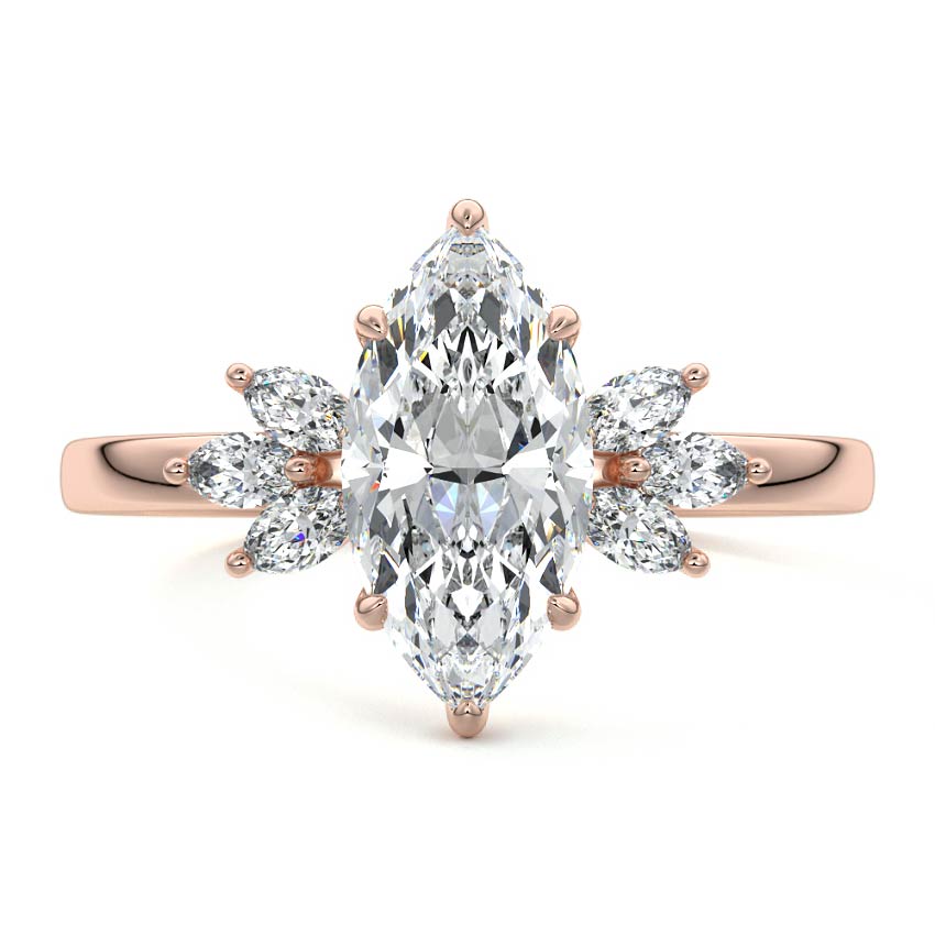 Emilia - Marquise Rose Gold Lab Grown Diamond Engagement Ring | Nura Lab