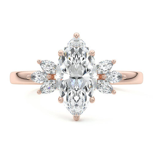 Emilia - Marquise Rose Gold Lab Grown Diamond Engagement Ring | Nura Lab