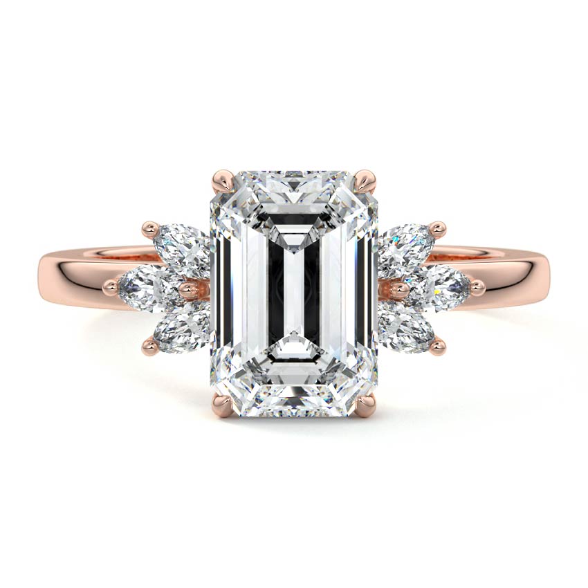 Emilia - Emerald Cut Rose Gold Lab Grown Diamond Engagement Ring | Nura Lab