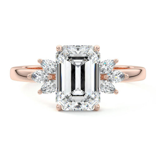 Emilia - Emerald Cut Rose Gold Lab Grown Diamond Engagement Ring | Nura Lab