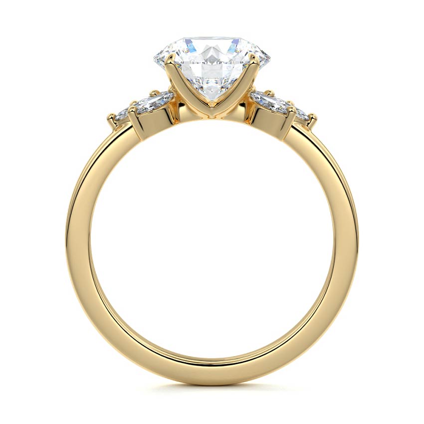 Emilia - Round Yellow Gold Engagement Ring Side View | Nura Lab