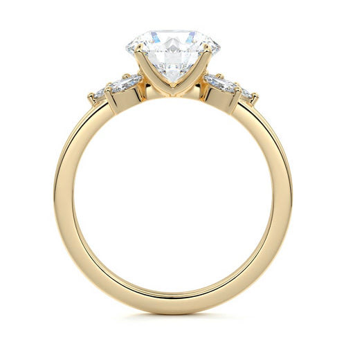 Emilia - Round Yellow Gold Engagement Ring Side View | Nura Lab