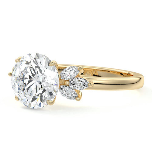 Emilia - Round Yellow Gold Engagement Ring Profile View | Nura Lab