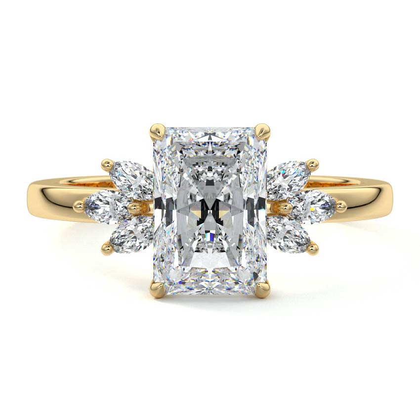 Emilia - Radiant Yellow Gold Lab Grown Diamond Engagement Ring | Nura Lab