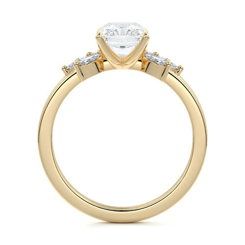 Emilia - Radiant Yellow Gold Engagement Ring Angle View | Nura Lab