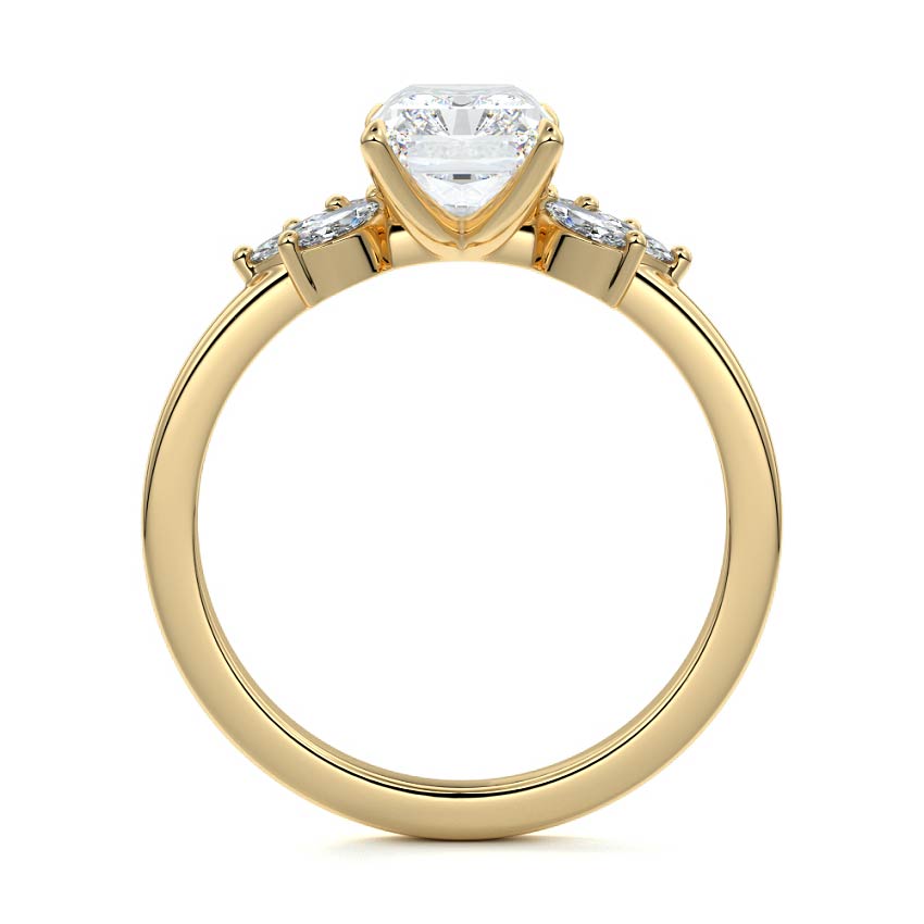 Emilia radiant floral side stone lab grown diamond engagement ring in yellow gold