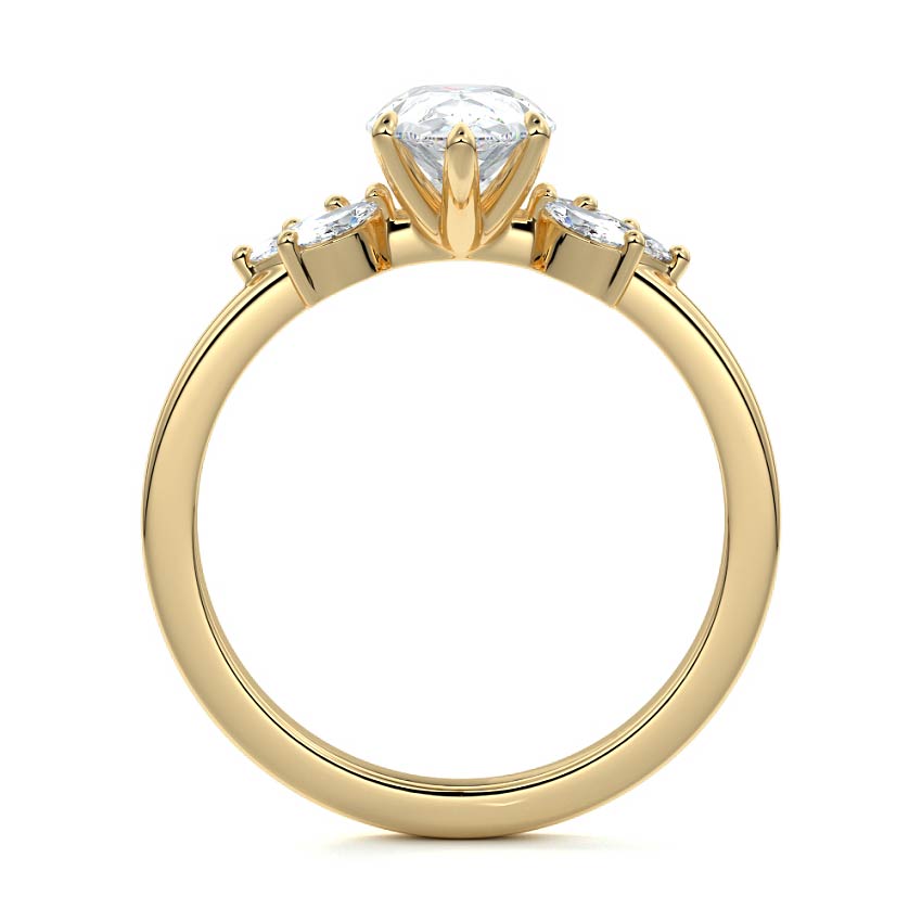 Emilia - Pear Yellow Gold Engagement Ring Side View | Nura Lab