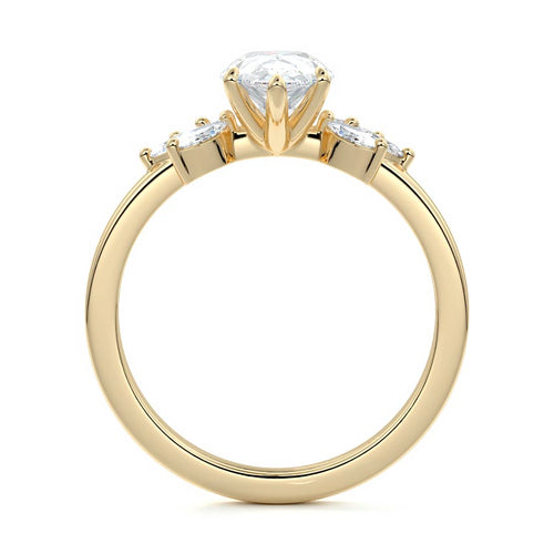 Emilia - Pear Yellow Gold Engagement Ring Side View | Nura Lab