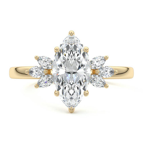 Emilia - Marquise Yellow Gold Lab Grown Diamond Engagement Ring | Nura Lab