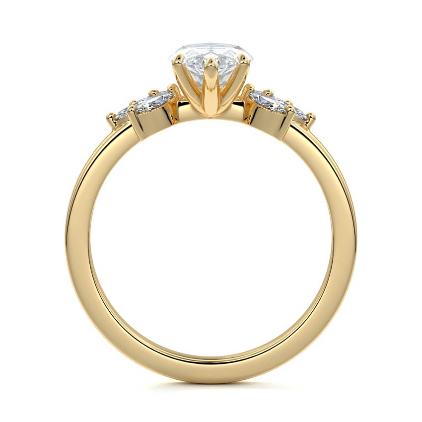 Emilia - Marquise Yellow Gold Engagement Ring Side View | Nura Lab