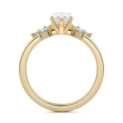 Emilia - Marquise Yellow Gold Engagement Ring Side View | Nura Lab