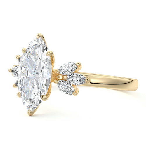 Emilia - Marquise Yellow Gold Engagement Ring Profile View | Nura Lab