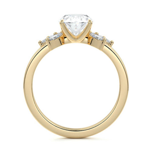 Emilia - Oval Yellow Gold Engagement Ring Side View | Nura Lab