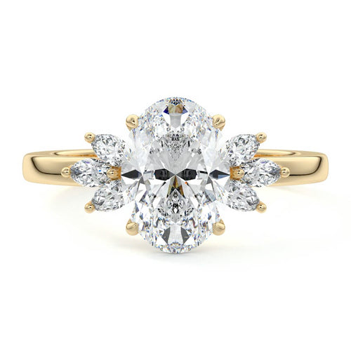 Emilia - Oval Yellow Gold Engagement Ring Detail View | Nura Lab