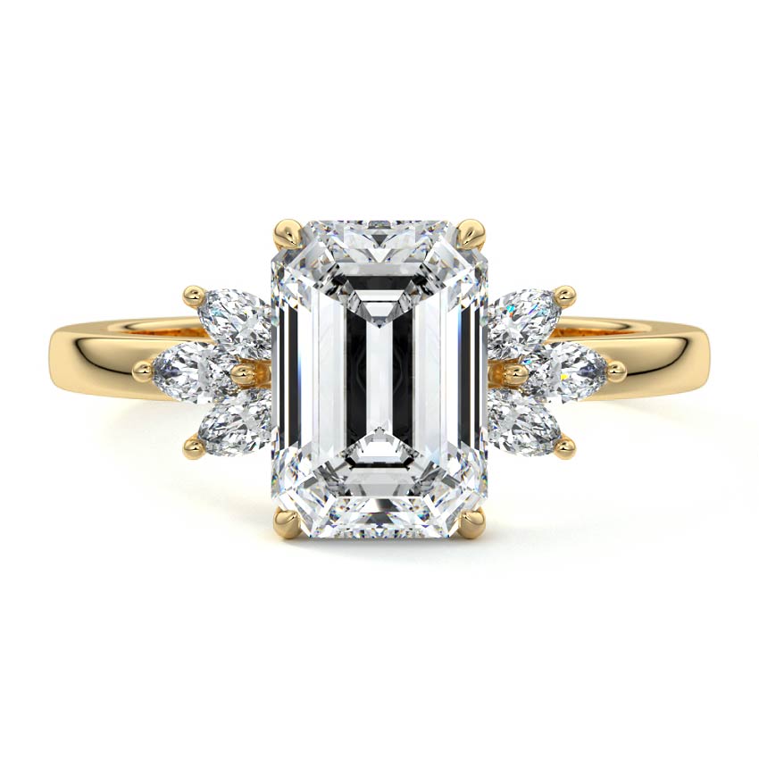 Emilia - Emerald Cut Yellow Gold Lab Grown Diamond Engagement Ring | Nura Lab