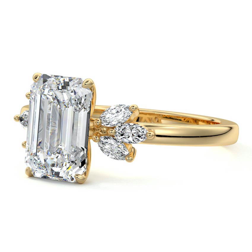 Emilia - Emerald Cut Yellow Gold Lab Grown Diamond Engagement Ring | Nura Lab