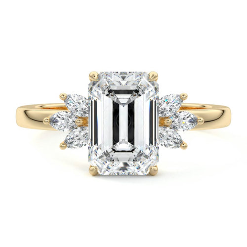 Emilia - Emerald Cut Yellow Gold Lab Grown Diamond Engagement Ring | Nura Lab