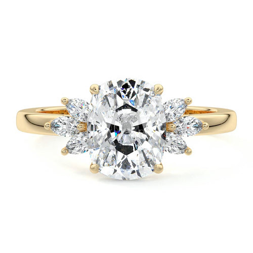 Emilia - Cushion Yellow Gold Lab Grown Diamond Engagement Ring | Nura Lab