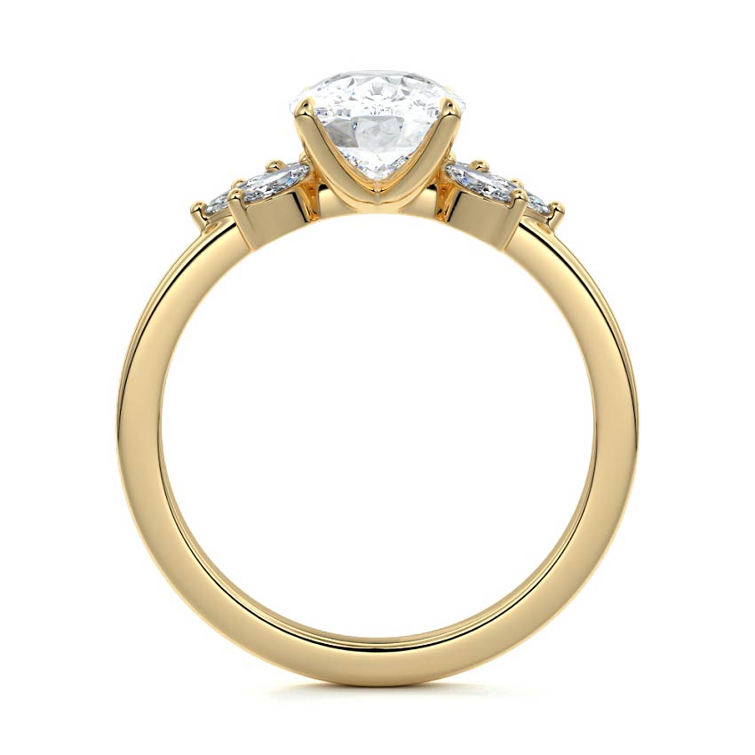 Emilia - Cushion Yellow Gold Engagement Ring Side View | Nura Lab