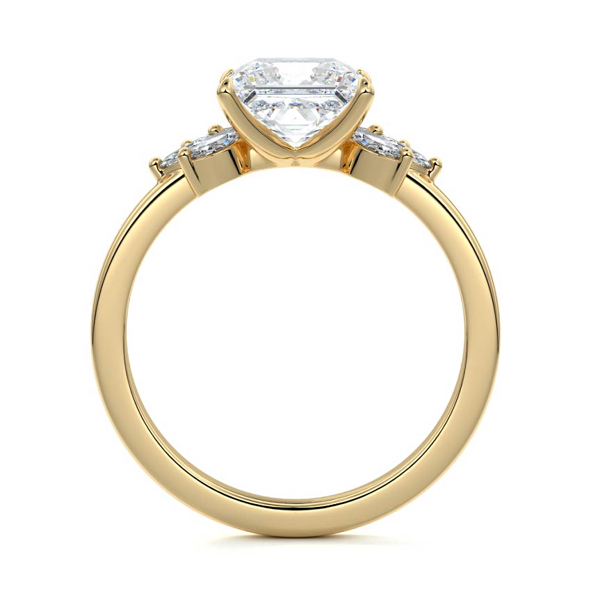 Emilia - Princess Yellow Gold Engagement Ring Side View | Nura Lab