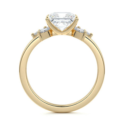 Emilia - Princess Yellow Gold Engagement Ring Side View | Nura Lab