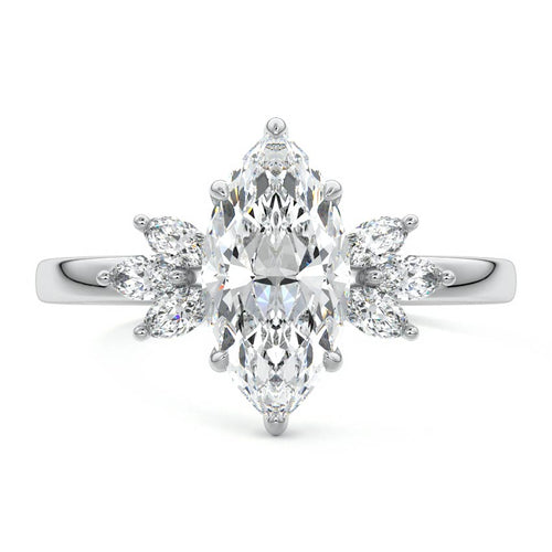Emilia - Marquise White Gold Lab Grown Diamond Engagement Ring | Nura Lab