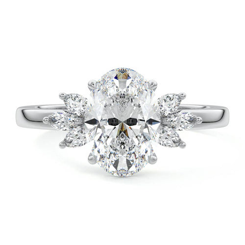 Emilia - Oval White Gold Lab Grown Diamond Engagement Ring | Nura Lab