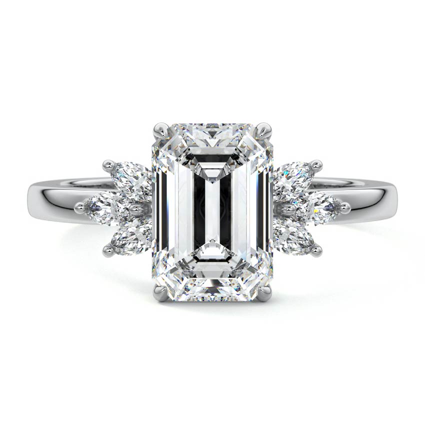 Emilia - Emerald Cut White Gold Lab Grown Diamond Engagement Ring | Nura Lab