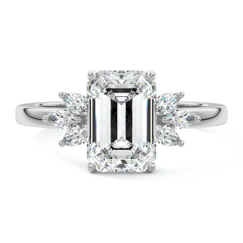 Emilia - Emerald Cut White Gold Lab Grown Diamond Engagement Ring | Nura Lab