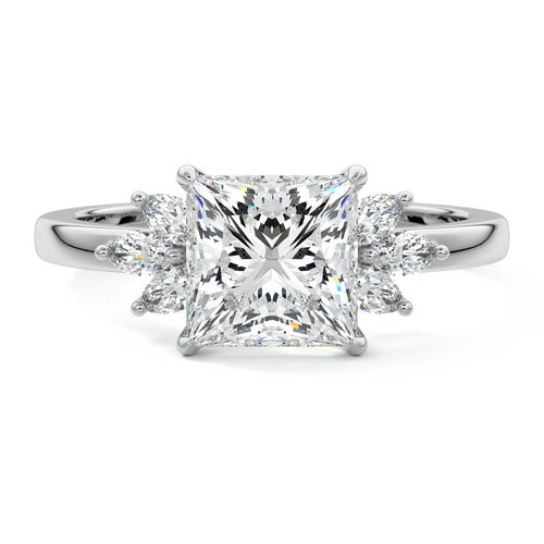 Emilia - Princess White Gold Lab Grown Diamond Engagement Ring | Nura Lab