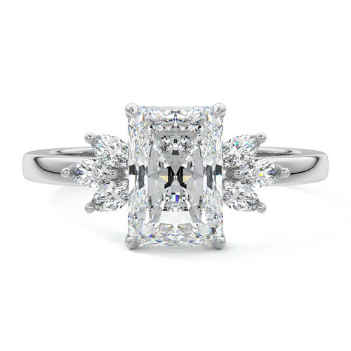 Emilia - Radiant Platinum Lab Grown Diamond Engagement Ring | Nura Lab