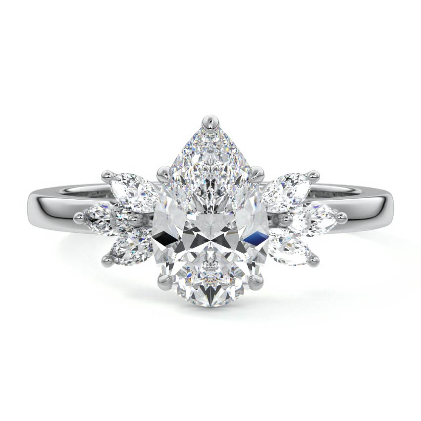 Emilia - Pear Platinum Lab Grown Diamond Engagement Ring | Nura Lab