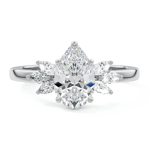 Emilia - Pear Platinum Lab Grown Diamond Engagement Ring | Nura Lab