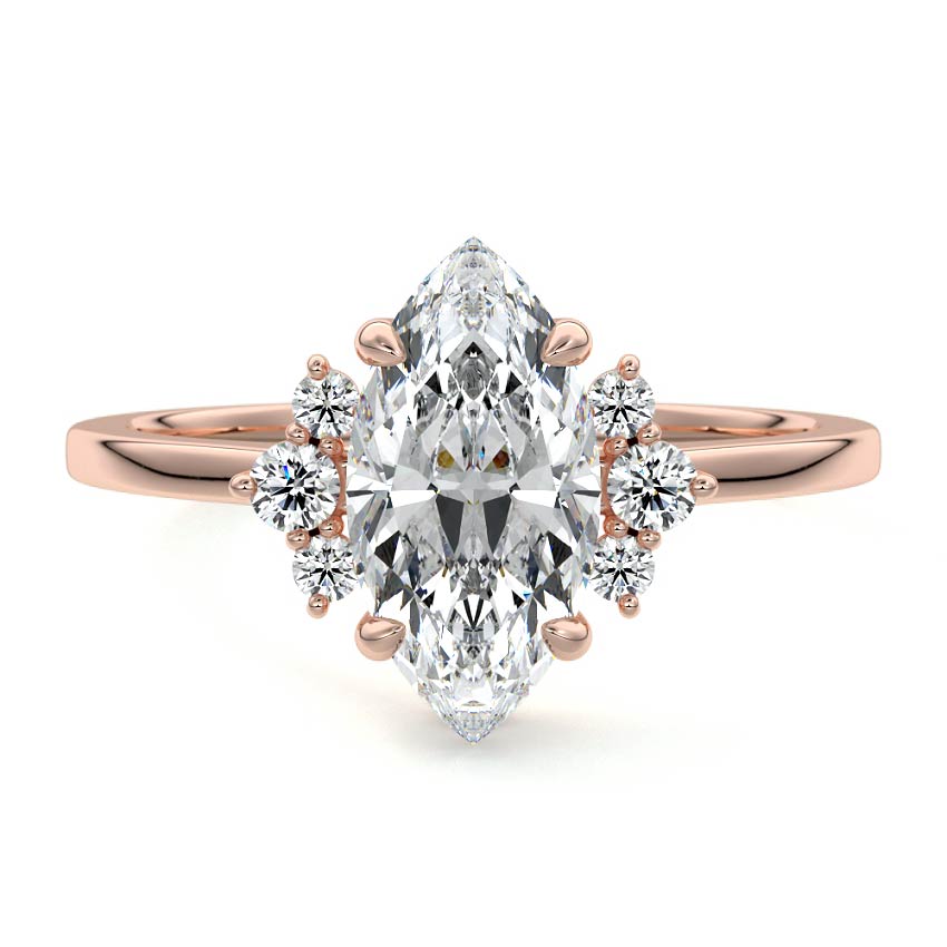 Estelle - Marquise Rose Gold Lab Grown Diamond Engagement Ring | Nura Lab