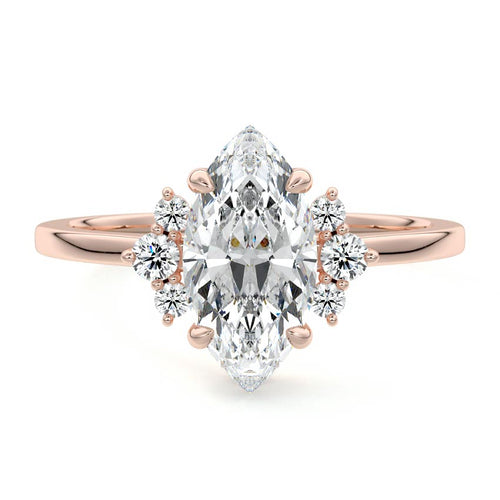 Estelle - Marquise Rose Gold Lab Grown Diamond Engagement Ring | Nura Lab