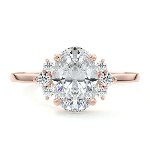 Estelle - Oval Rose Gold Lab Grown Diamond Engagement Ring | Nura Lab