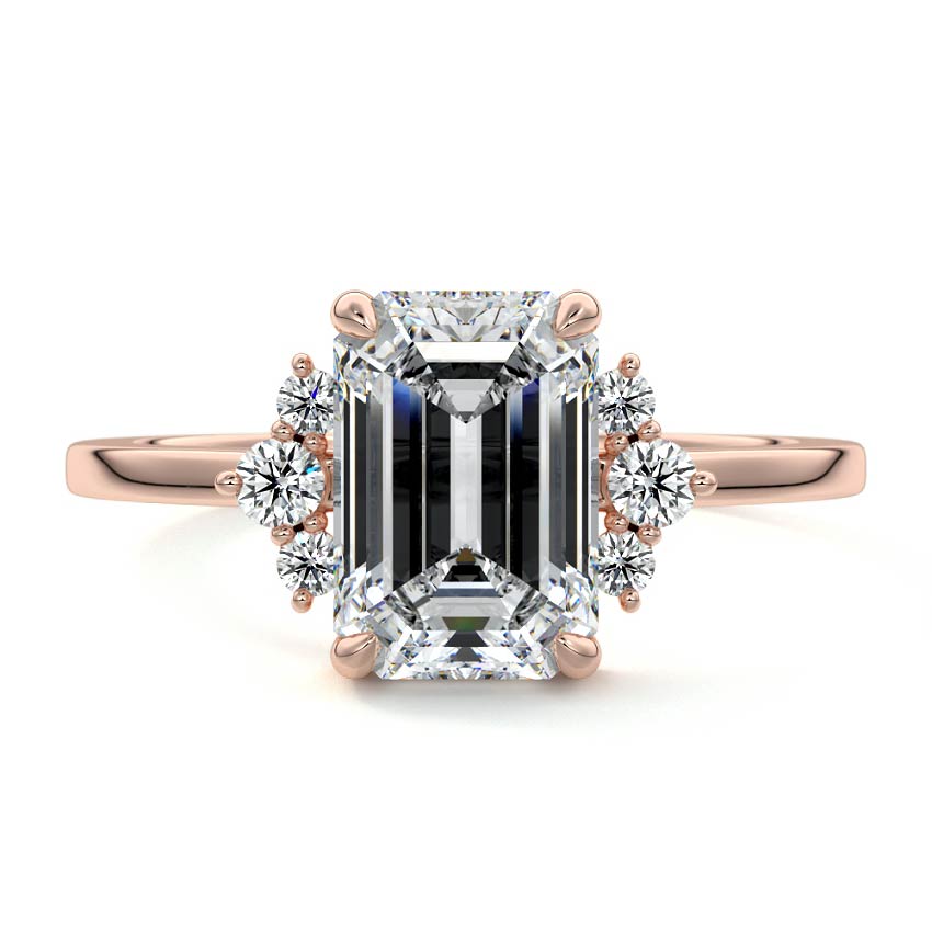 Estelle - Emerald Cut Rose Gold Lab Grown Diamond Engagement Ring | Nura Lab