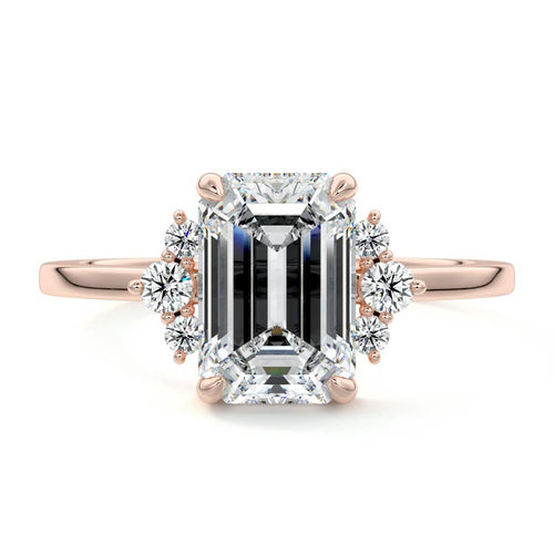 Estelle - Emerald Cut Rose Gold Lab Grown Diamond Engagement Ring | Nura Lab
