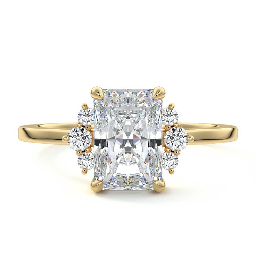 Estelle - Radiant Yellow Gold Engagement Ring Side View | Nura Lab