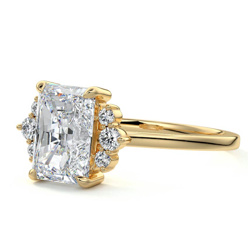 Estelle - Radiant Yellow Gold Engagement Ring Profile View | Nura Lab