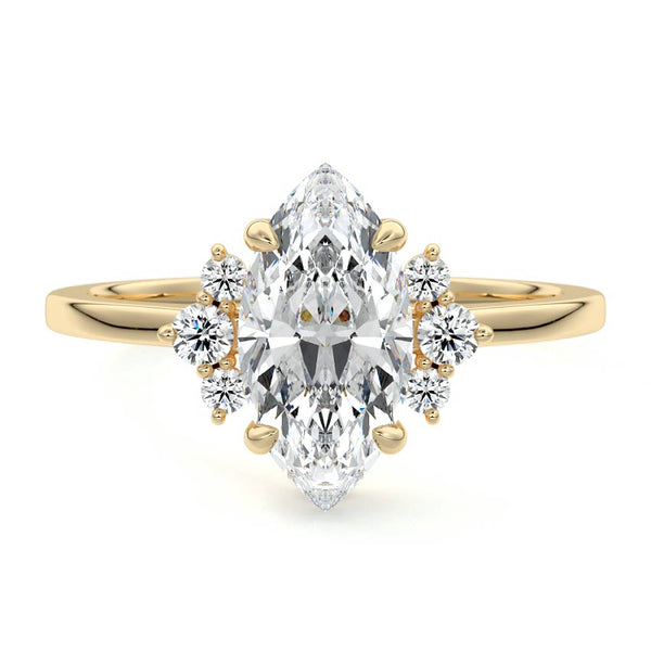 Estelle - Marquise Floral Side Stone Lab Grown Diamond Engagement Ring