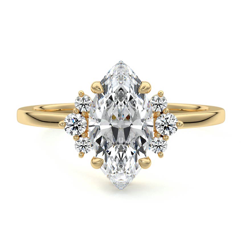 Estelle - Marquise Yellow Gold Lab Grown Diamond Engagement Ring | Nura Lab