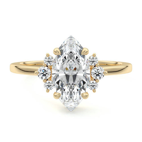 Estelle - Marquise Yellow Gold Lab Grown Diamond Engagement Ring | Nura Lab