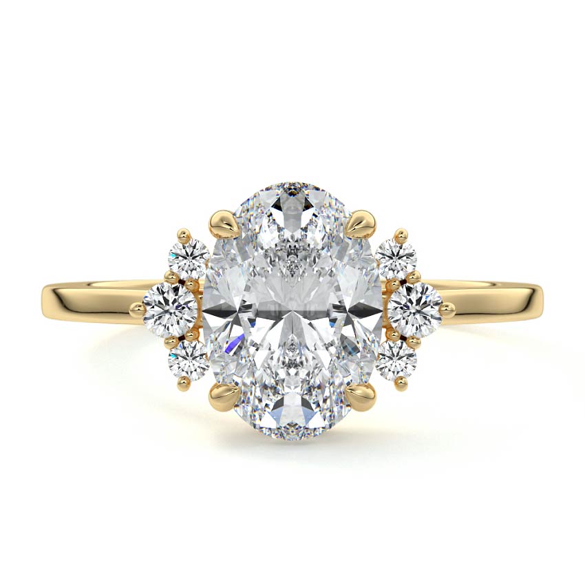 Estelle - Oval Yellow Gold Engagement Ring Side View | Nura Lab