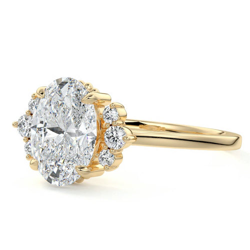 Estelle - Oval Yellow Gold Engagement Ring Profile View | Nura Lab