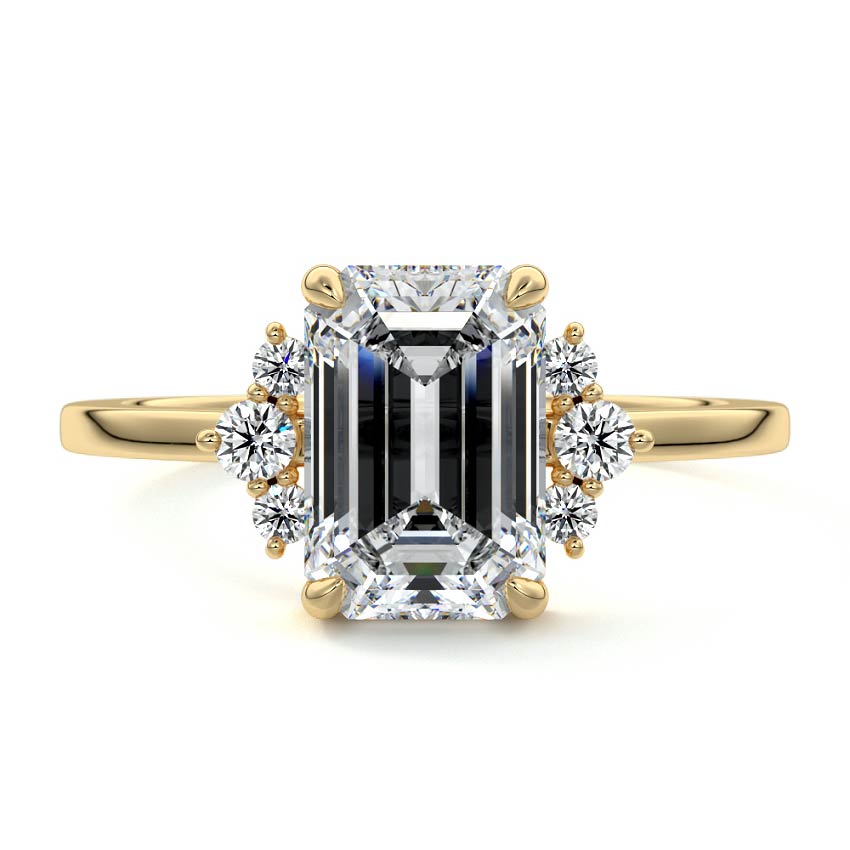Estelle - Emerald Cut Yellow Gold Lab Grown Diamond Engagement Ring | Nura Lab